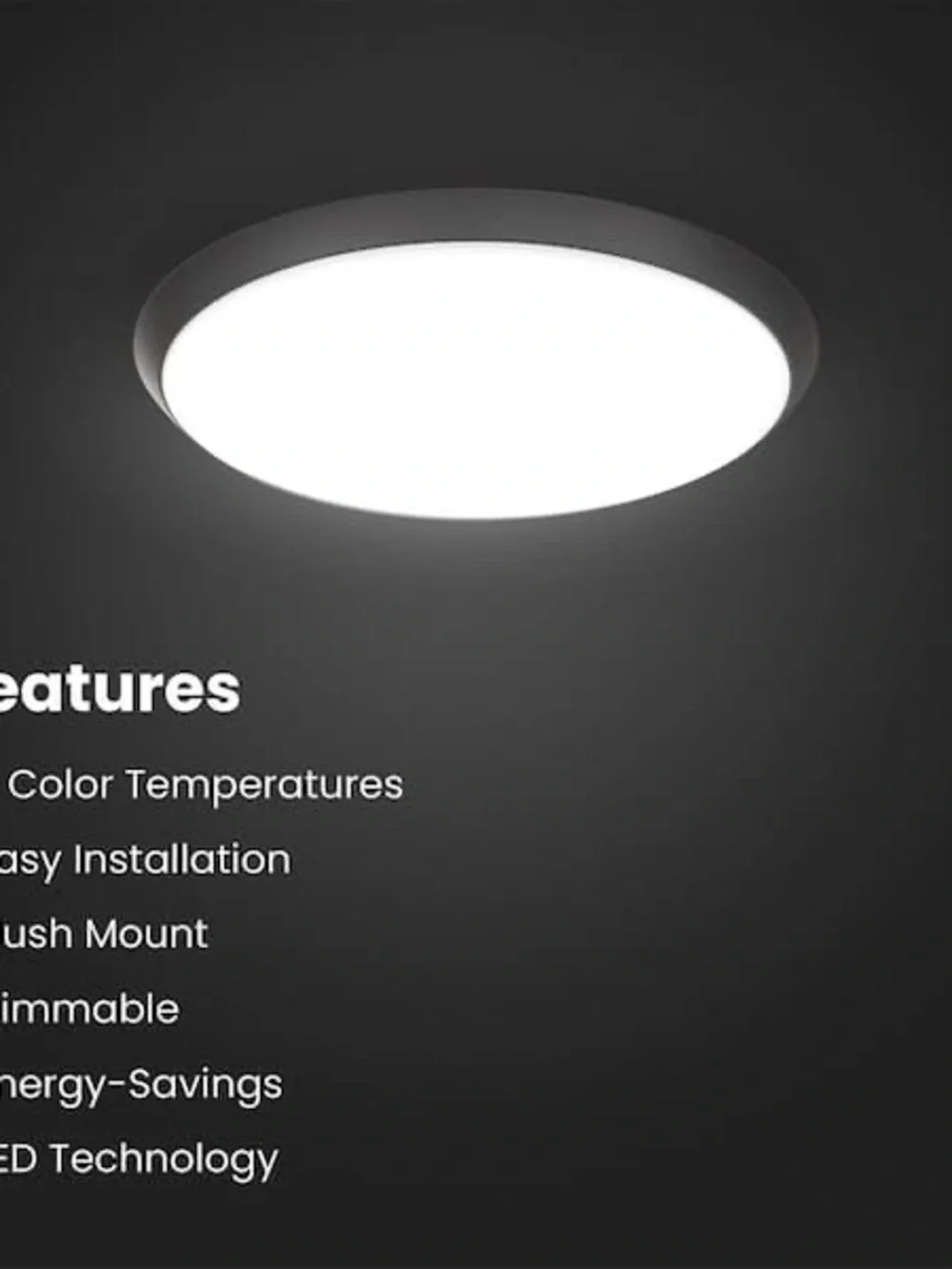 Sleek Black LED Flush Mount Ceiling Light by